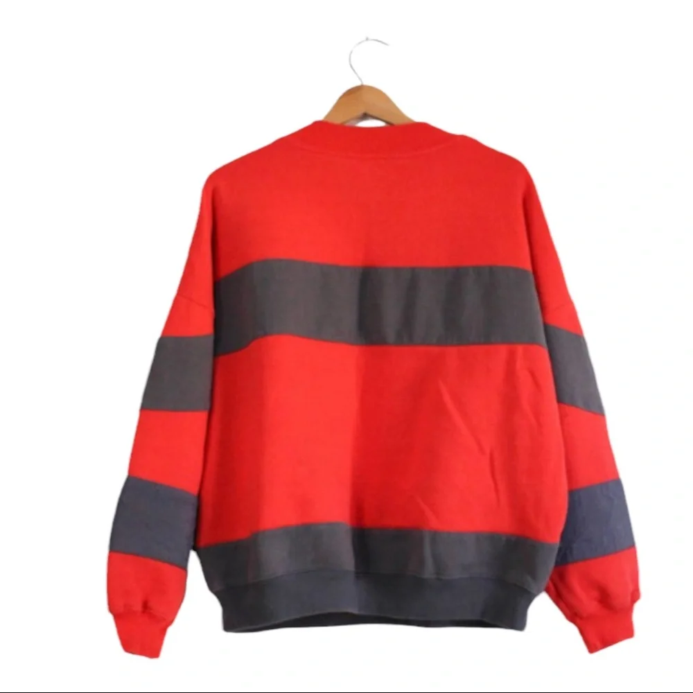 Vintage Adidas Sweatshirt Rare Color Block Trefoil Red Gray Mens Size Medium - Picture 2 of 5